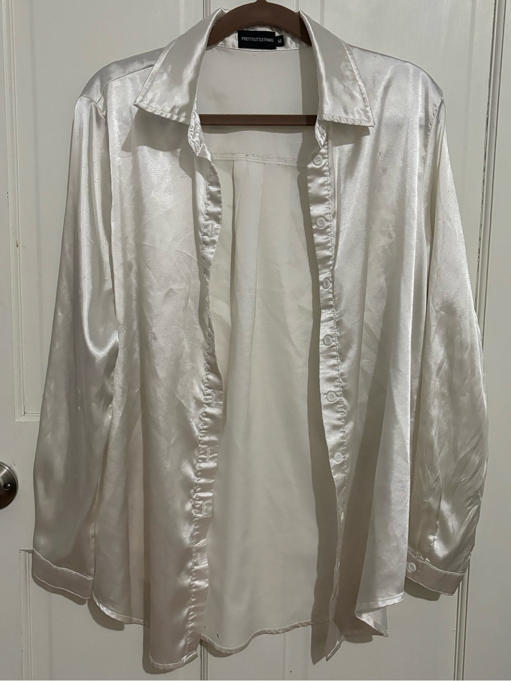 Satin/Silky Button-Up Blouse